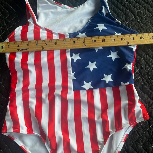 Patriotic Flag Swimsuit Youth Extra Large Striped One Piece Beach Swim - Picture 4 of 9